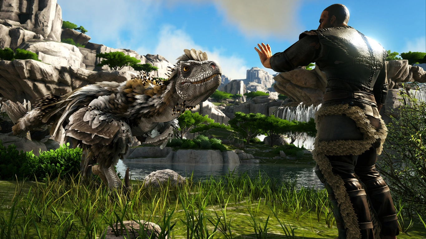 Deinonychus and classic ARK creatures on the Valguero map