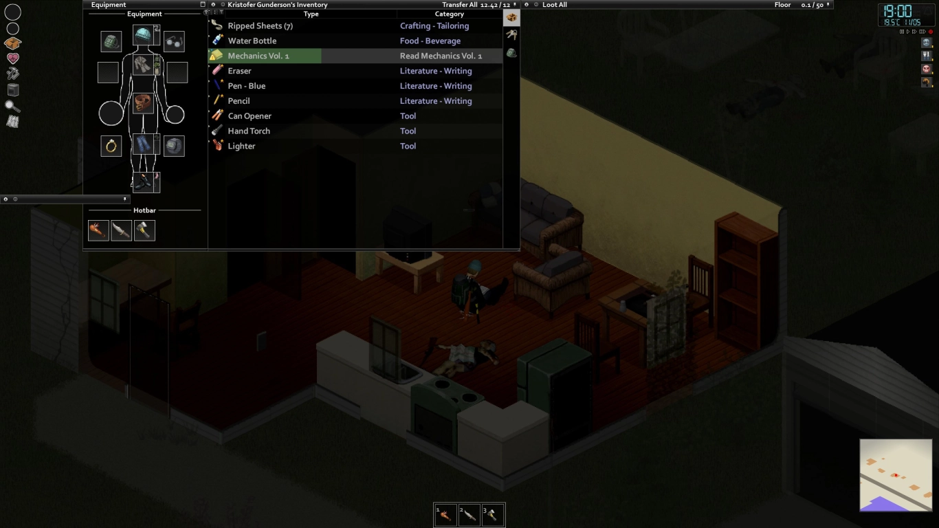 Simplified equipment management in Project Zomboid