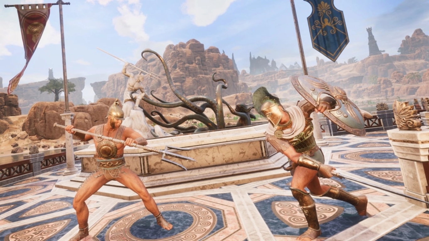 Conan Exiles Architects of Argos DLC – Argossean armor and weapons in a white-and-gold style