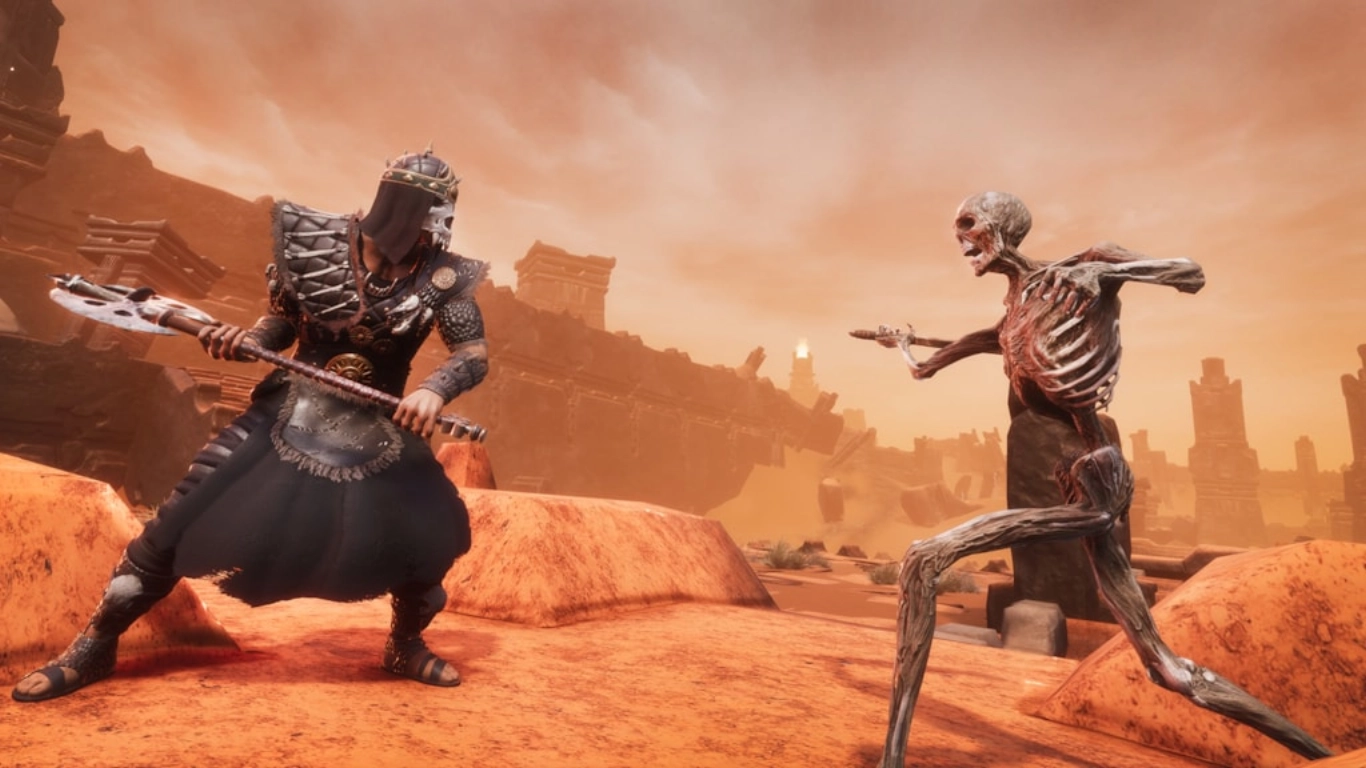 Arena building set with walls, gates, and stands in Conan Exiles