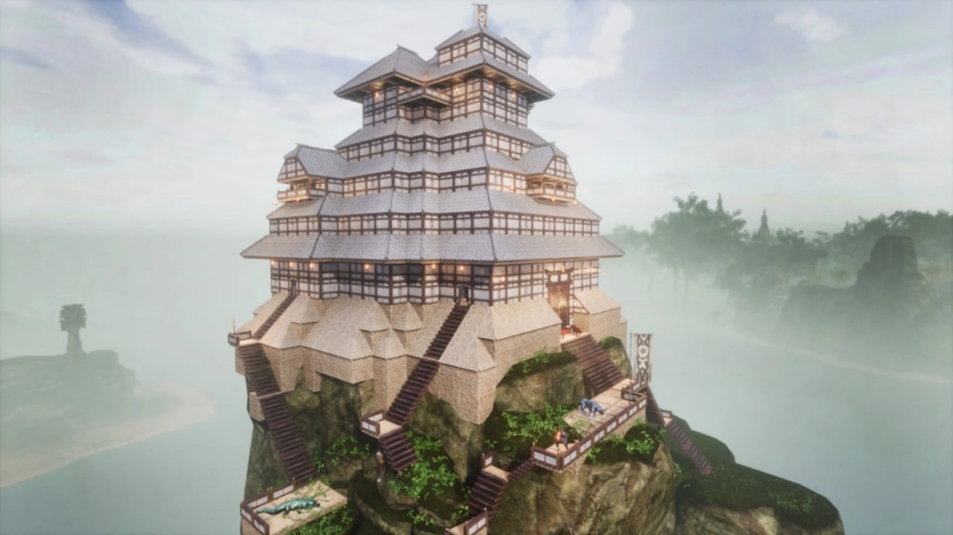 Khitai architecture in Conan Exiles: Yamatai roofs and wooden ornaments