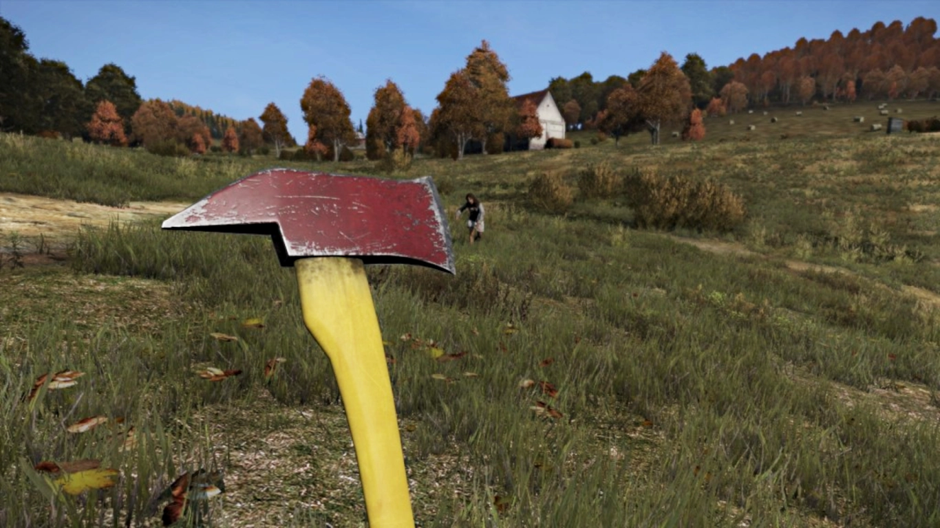 A player in DayZ wielding a fire axe