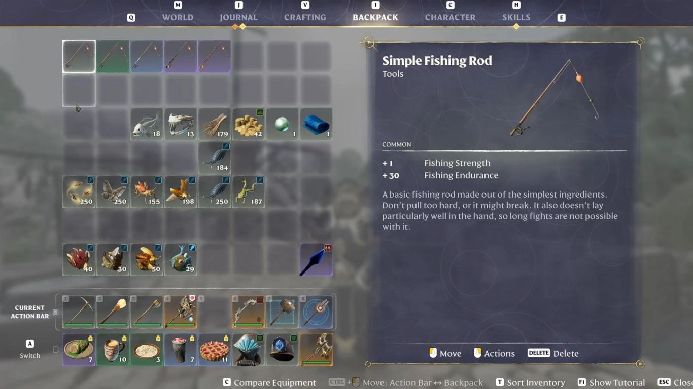 Crafting and upgrading fishing rods in Enshrouded