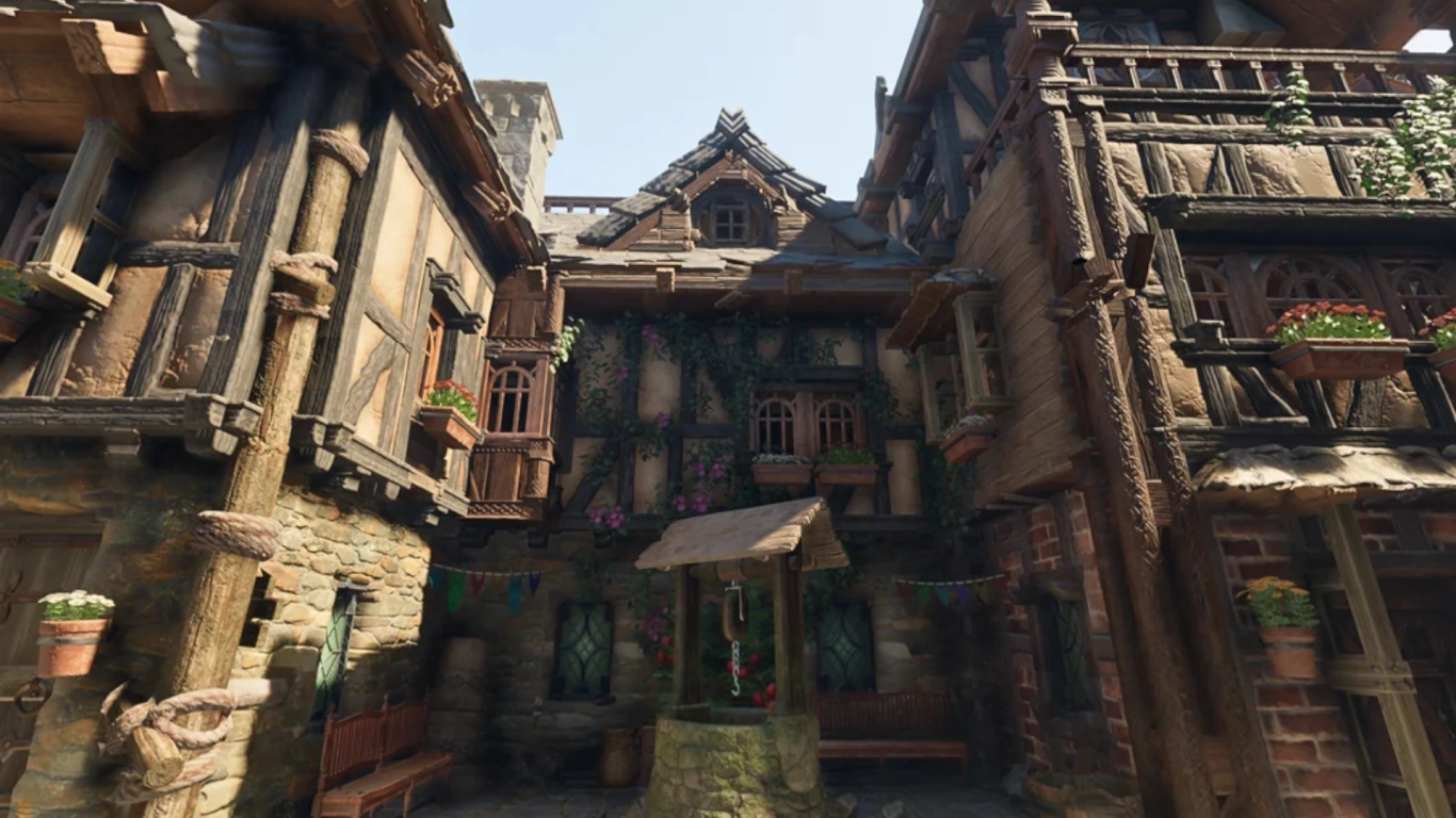 Enshrouded mix of wood and stone for floors and walls