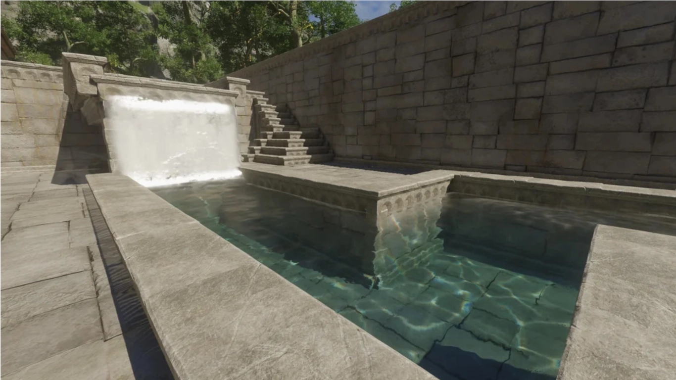 Enshrouded water physics with wells, rivers, ponds, and mills