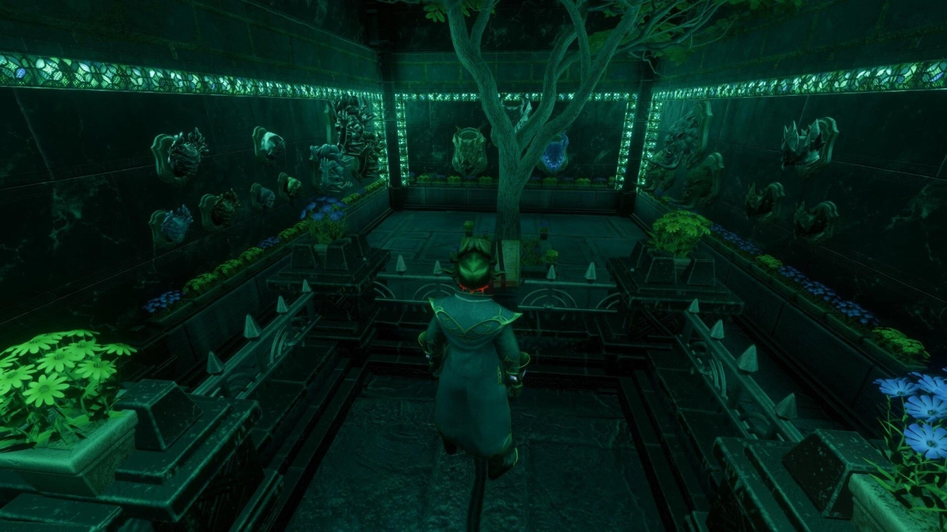 Enshrouded indirect lighting with hidden glowing blocks