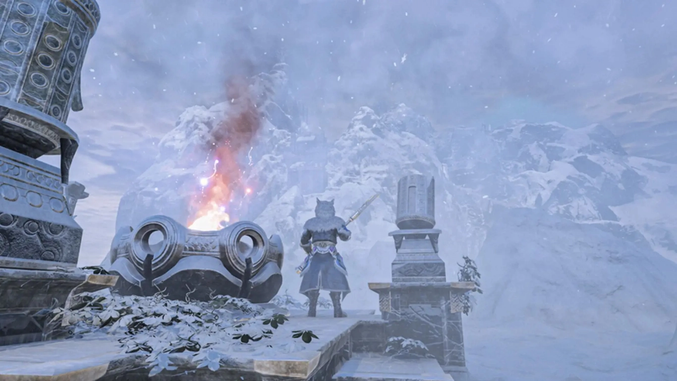 Enshrouded Albaneve Summits snowy mountains and ores