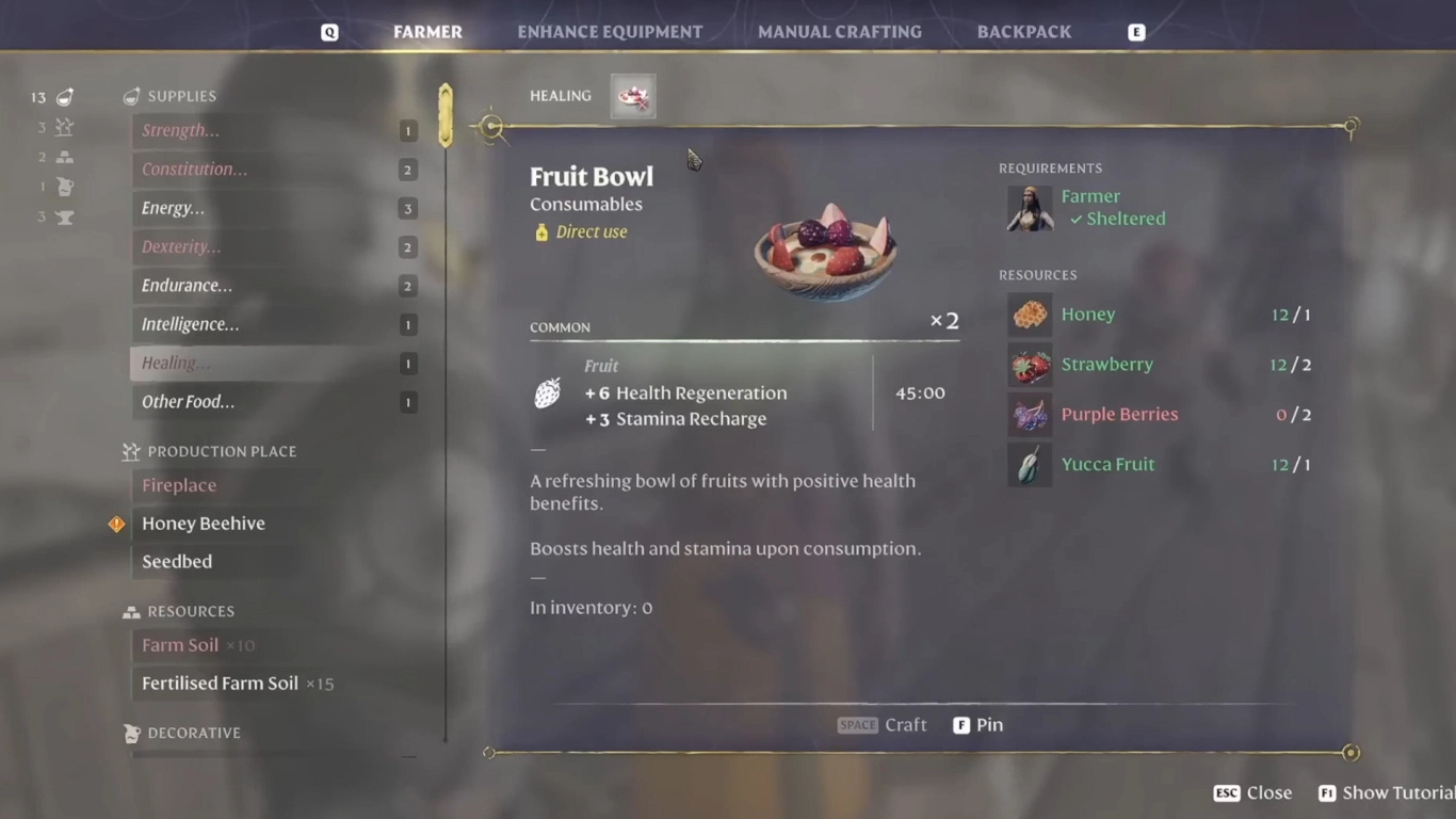 Plant types in Enshrouded: fruit, vegetables, herbs, grains, and more