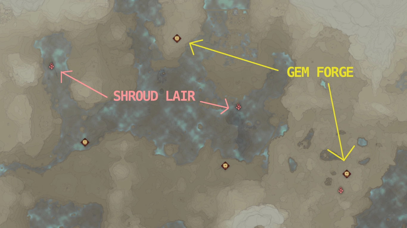 Gem Forge locations by region and level in Enshrouded