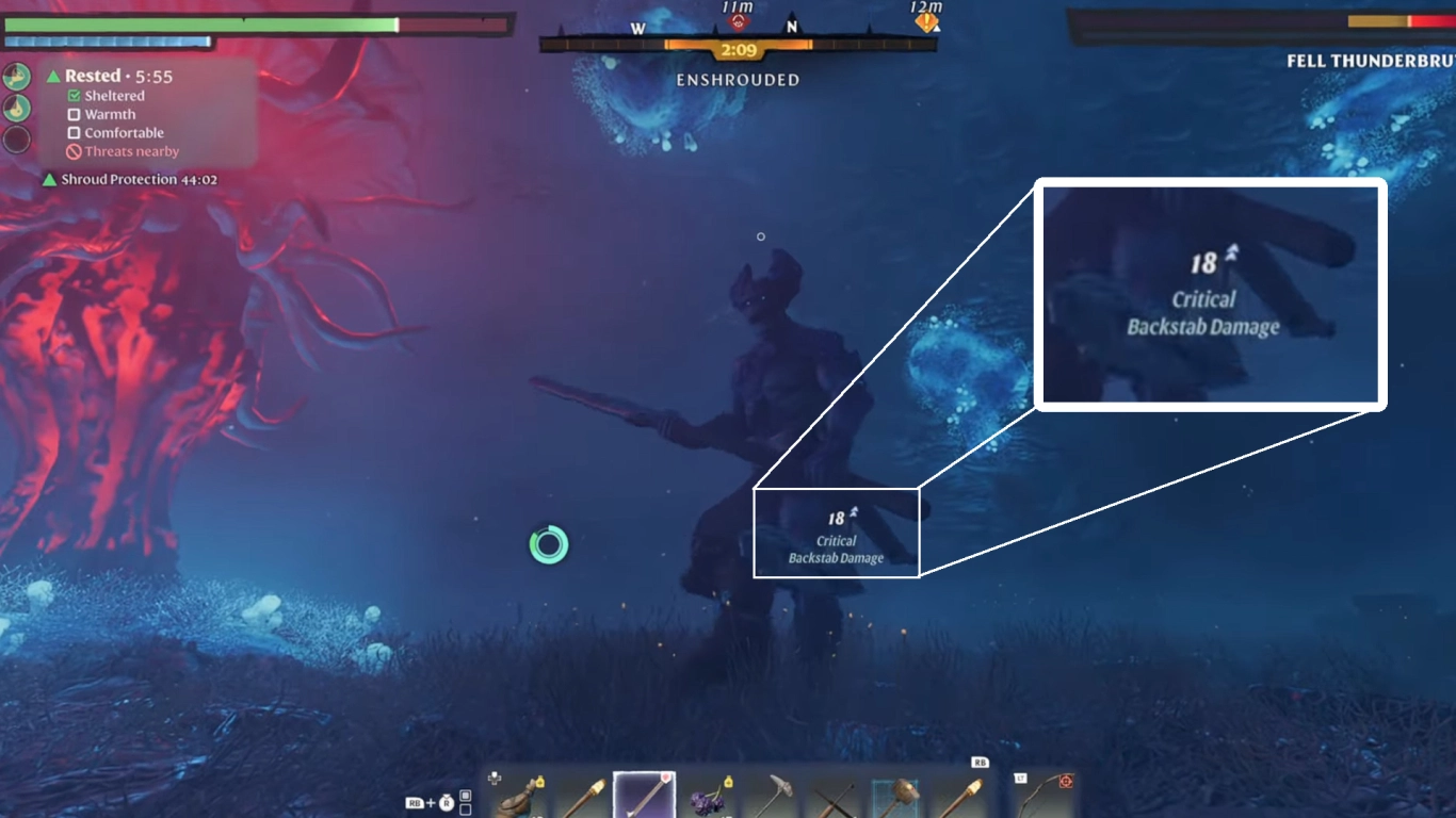 Enshrouded combat movement with dodging, rolling, and double jump