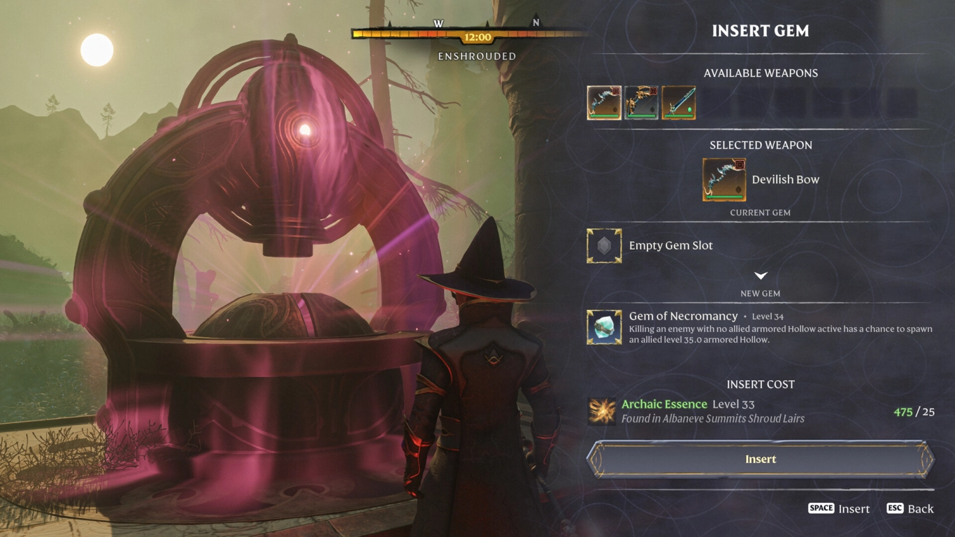 Enshrouded jewels and gems for weapons and builds