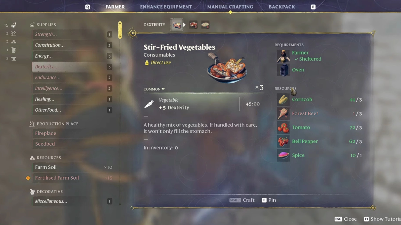 Enshrouded Dessert Stomach skill and active meal slots