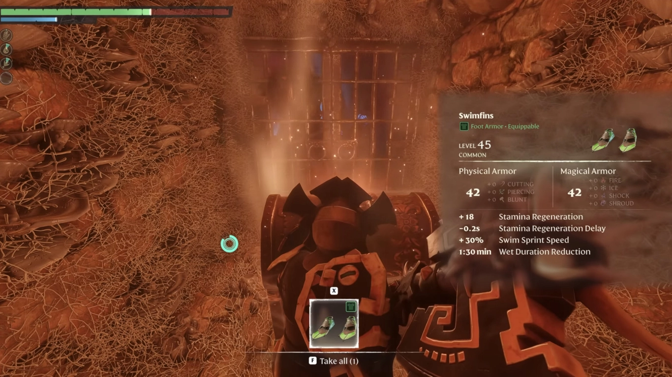 Flippers for underwater adventures in Enshrouded: Wake of the Water