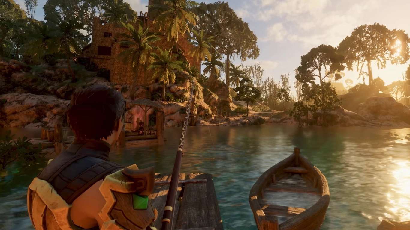 Fishing in Enshrouded Update 7 with minigame and bait