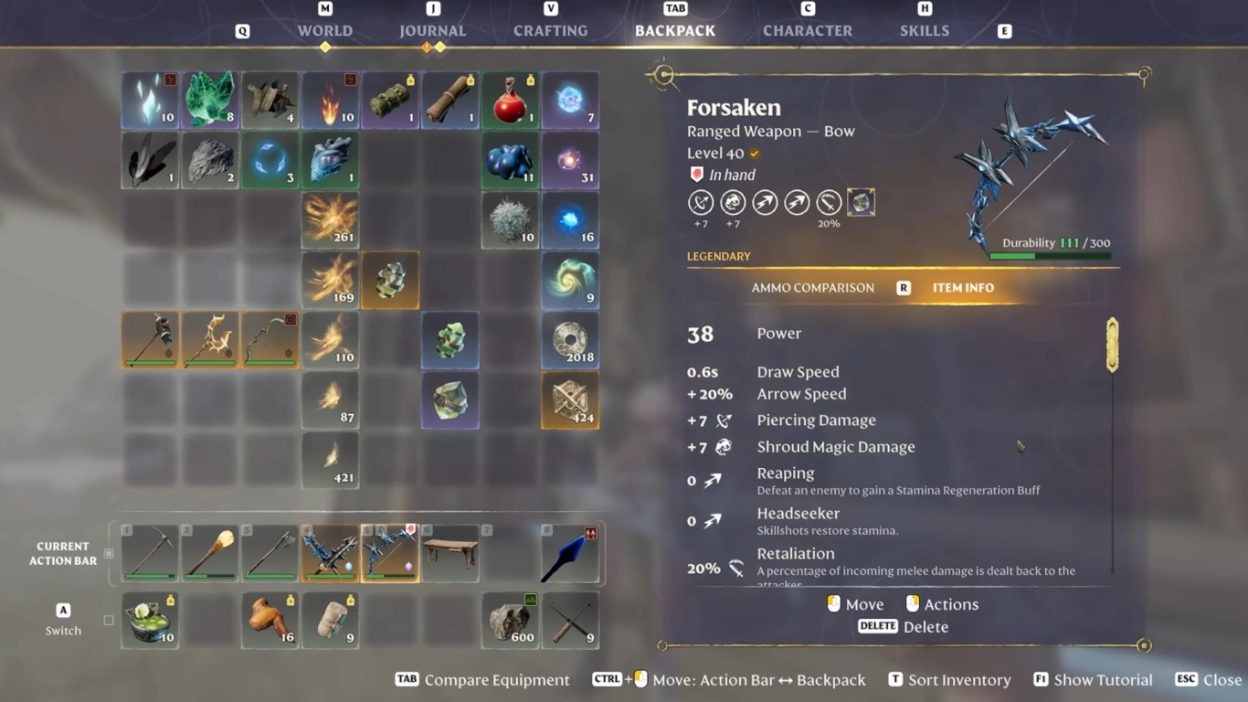 Enshrouded ranged: bows, arrows, elemental damage