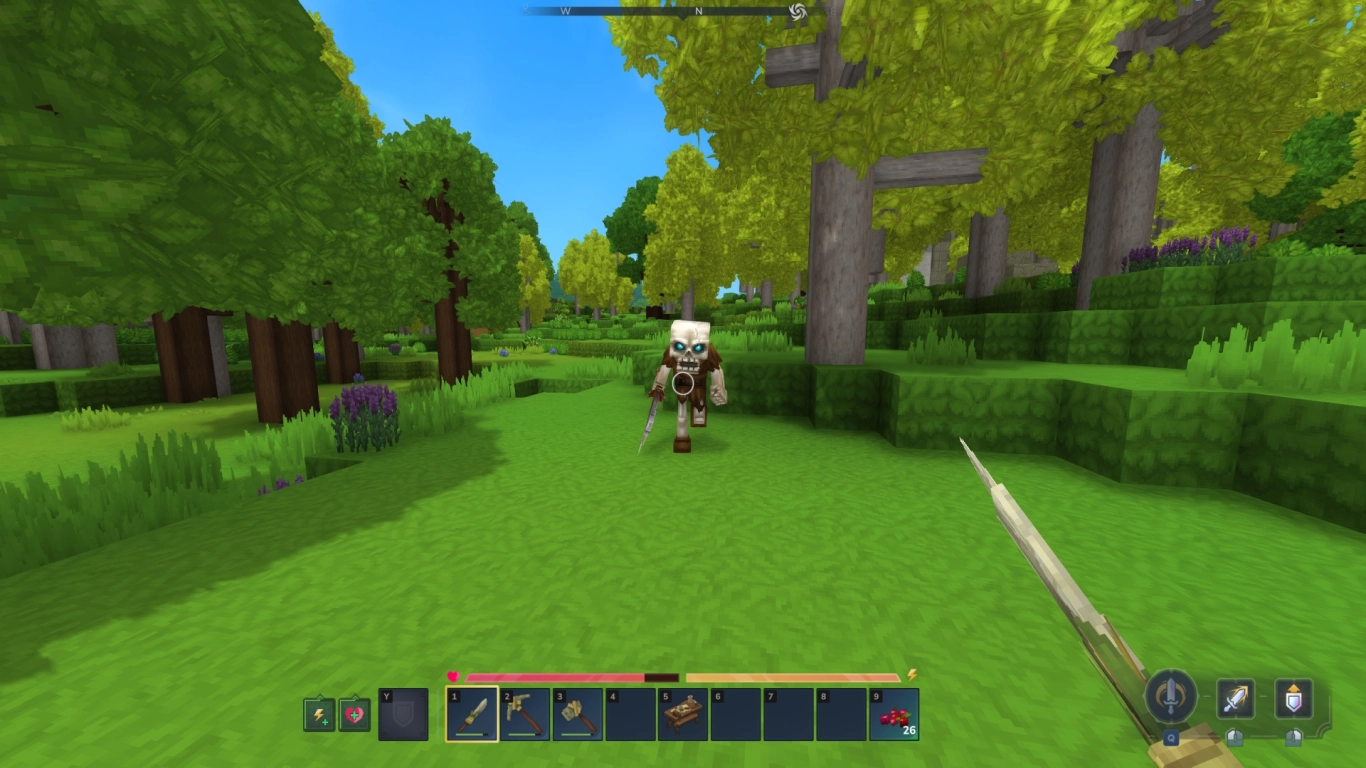 Hytale combat with sword, shield, and special attack