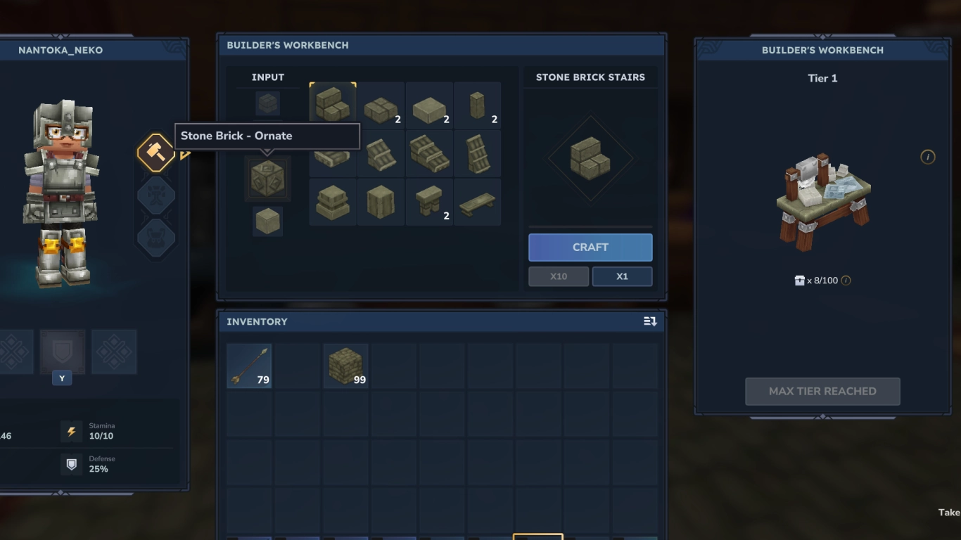 Hytale Builder's Workbench with different wood types and stone variants