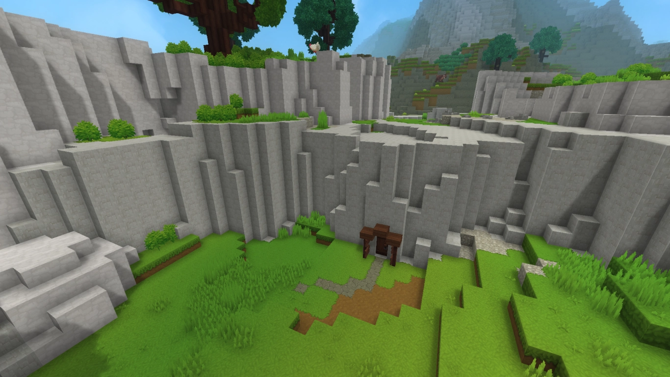 Hytale marble cliffs Gorge Plains hybrid base built into rock