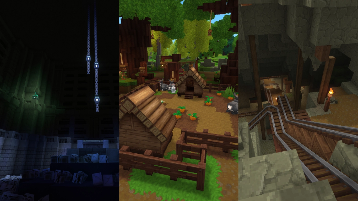 Hytale Zone 1 structures: Kweebec village, crypt, and mineshaft