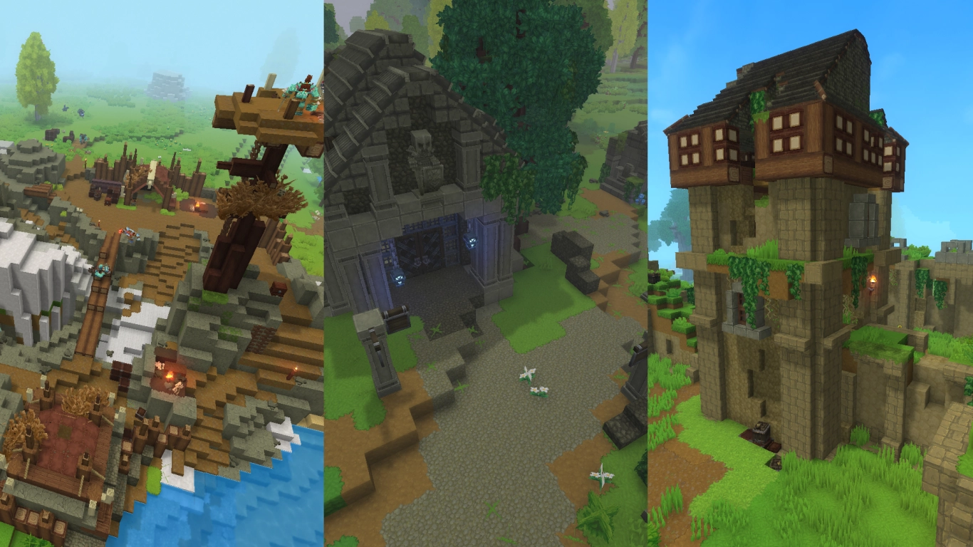 Hytale structures in the Emerald Wilds: temples, ruins, and Trork camps