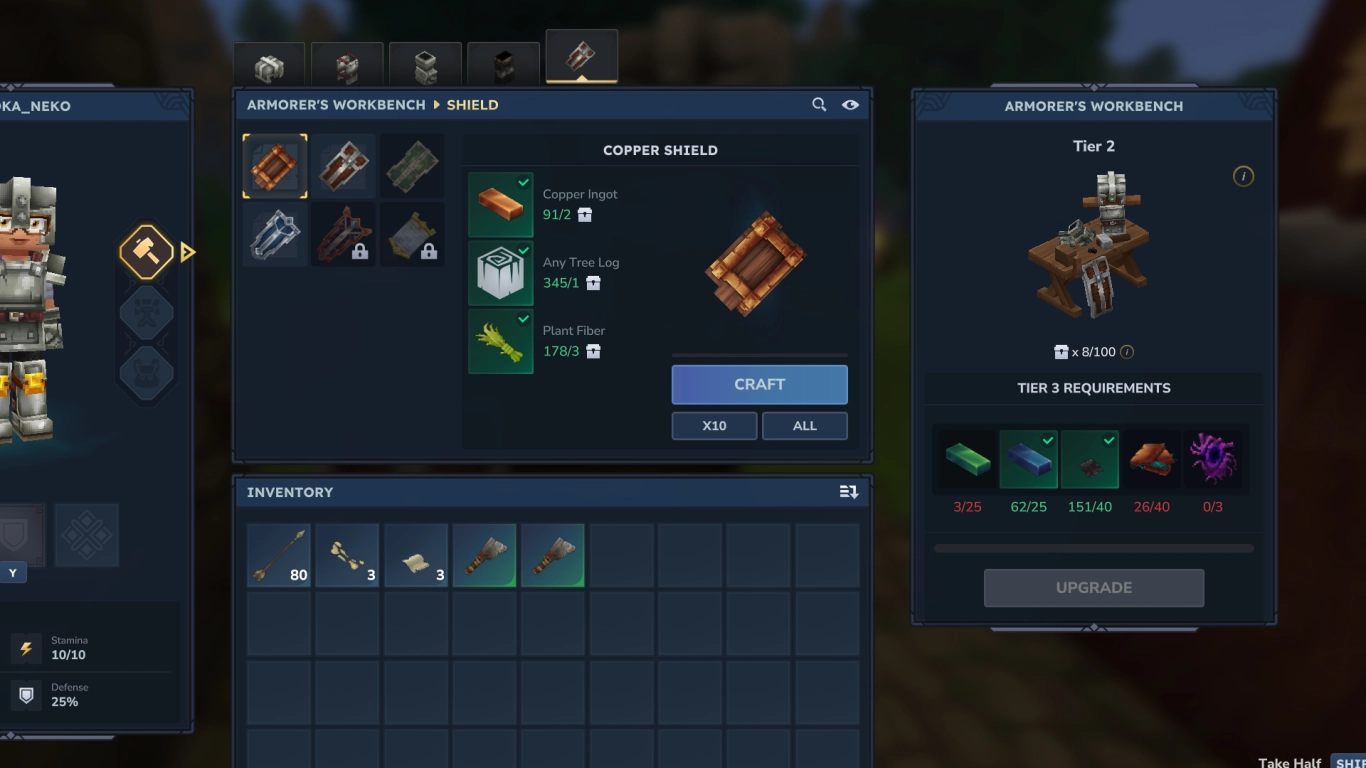 Armor forge upgrades and resources in Hytale