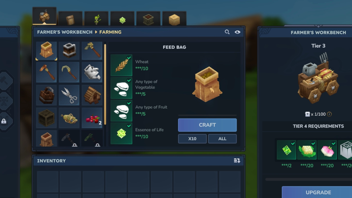 Hytale Farmer's Workbench tools for livestock