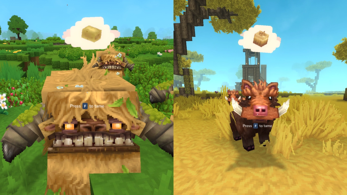 Hytale feed list for luring and taming animals