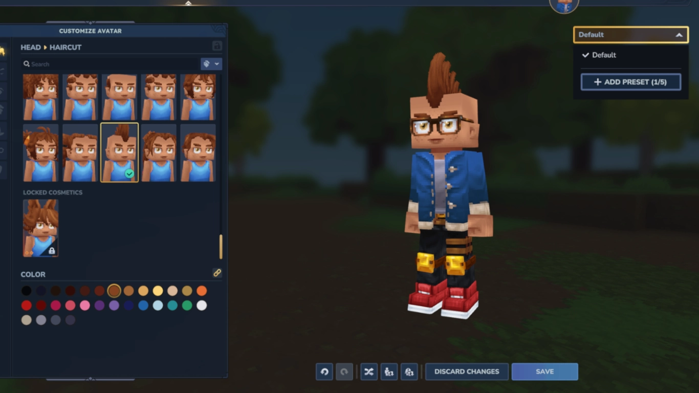 Hytale character customization with new hairstyles and presets