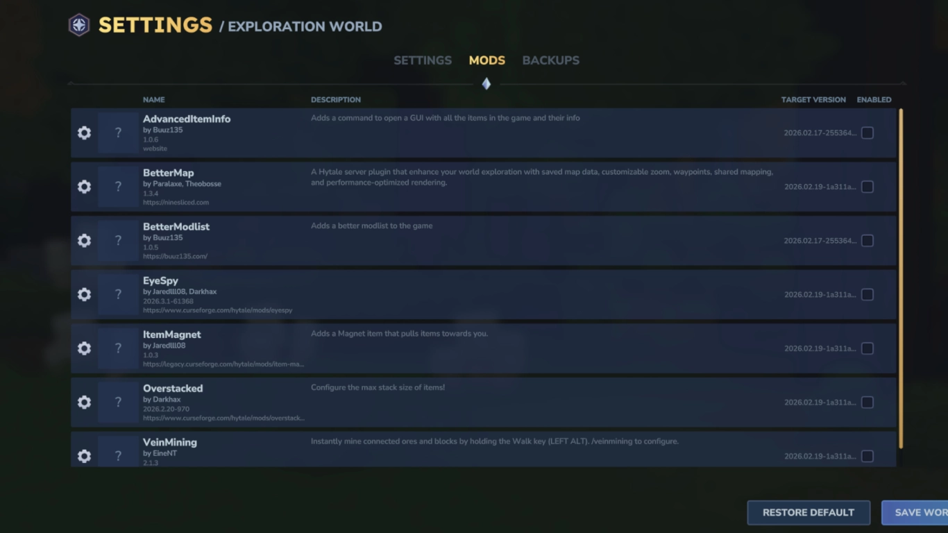 Hytale settings: Mod management and automatic world backups in Update 4