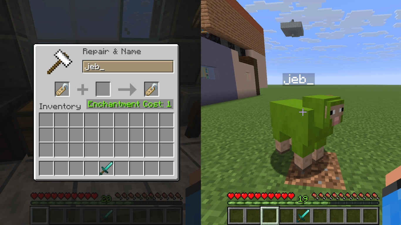 Renaming items and blocks on the Minecraft anvil