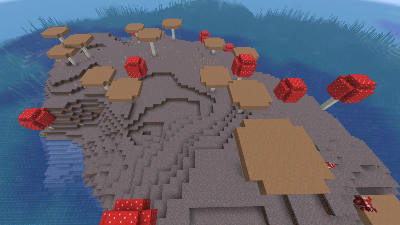 Minecraft mushroom island as a safe base with no monsters