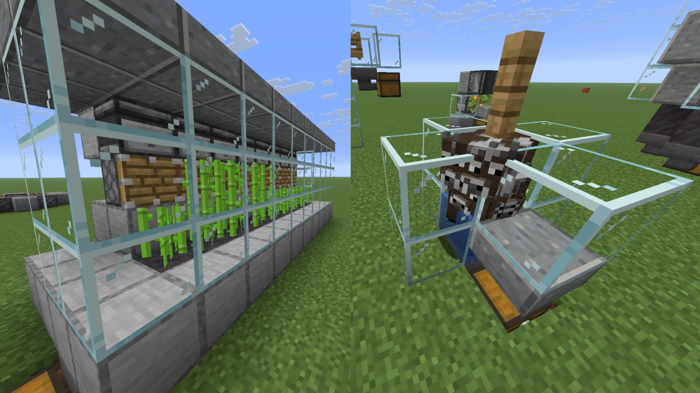 Minecraft sugar cane farm and leather farm for book crafting