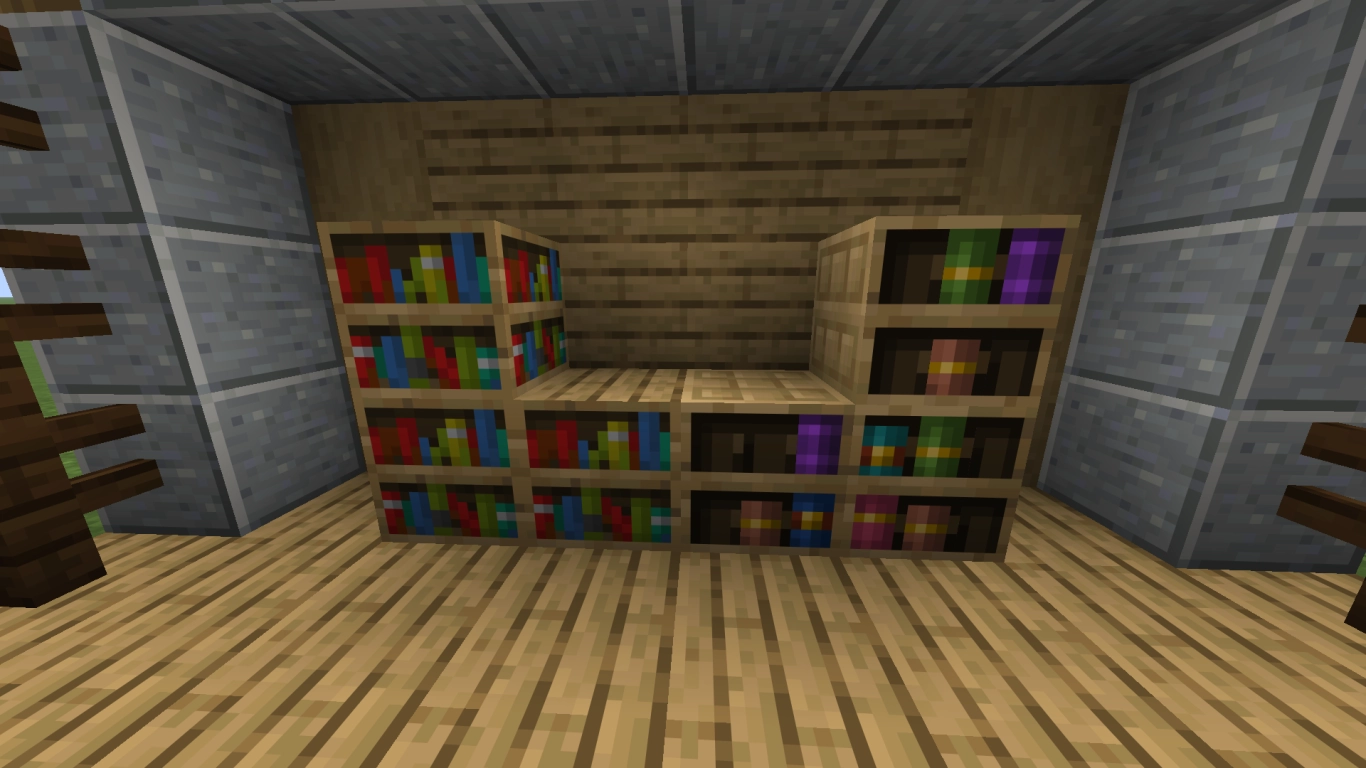 Bookshelves for decoration and enchanting in Minecraft