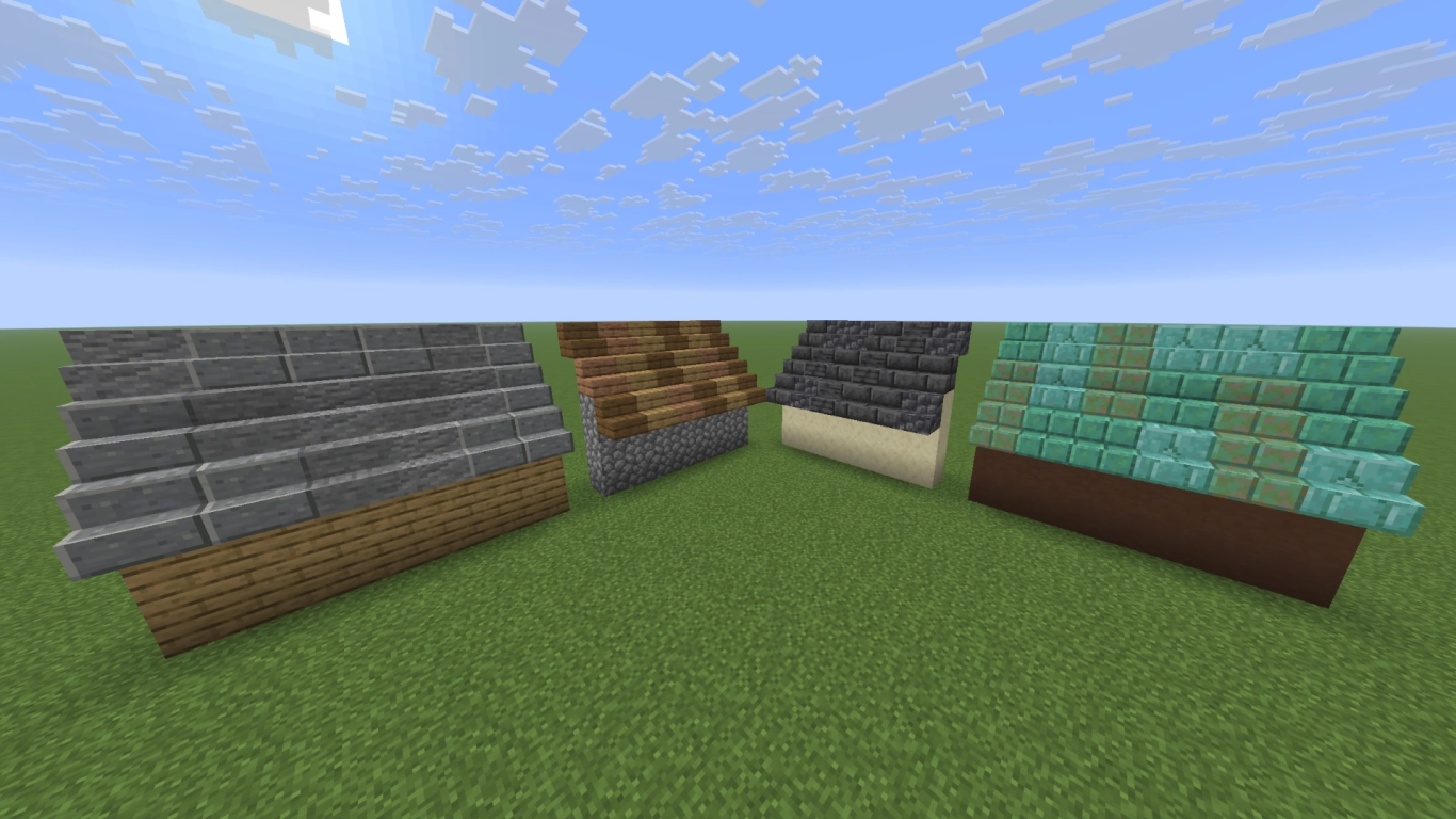 Minecraft roof color gradients: matching block combinations for realistic effects