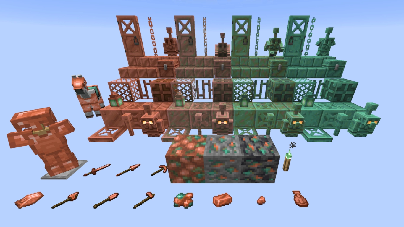 Minecraft copper blocks and oxidation levels overview