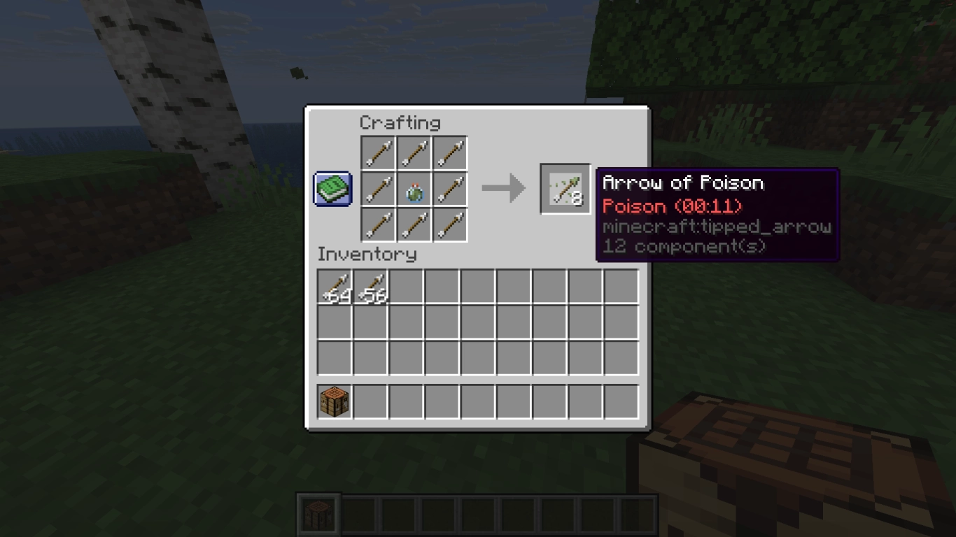 Tipped arrows for the bow in Minecraft