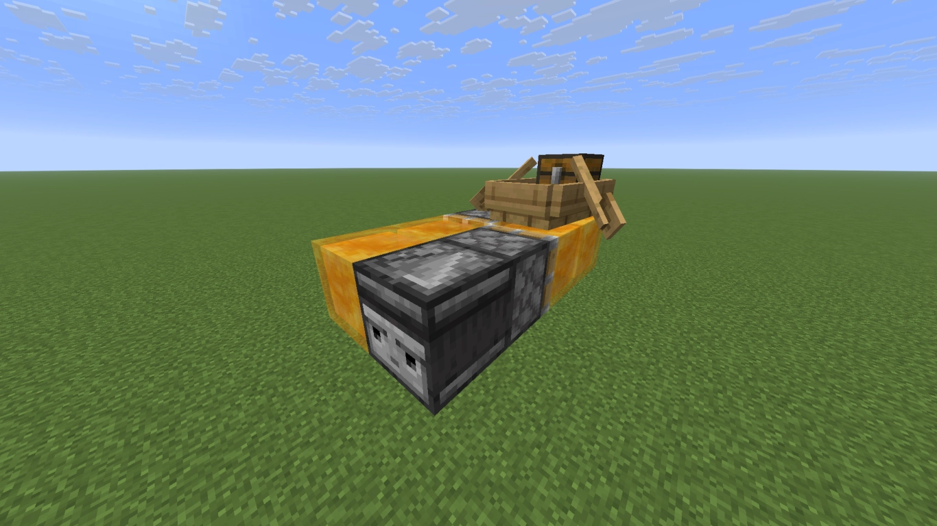 Minecraft transport with a honey block flying machine and a boat