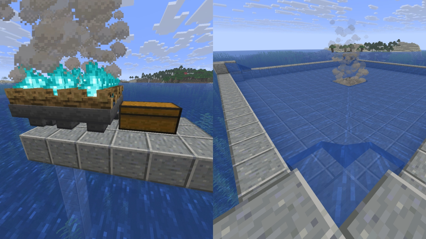 Collection pit with hoppers and soul campfires for the mob farm