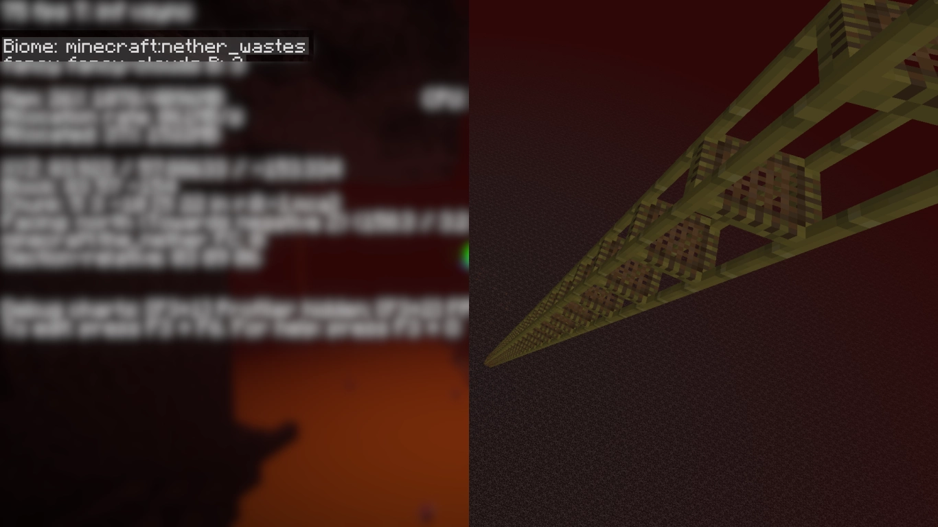 Nether Wastes location: Getting onto the Nether roof for a gold farm