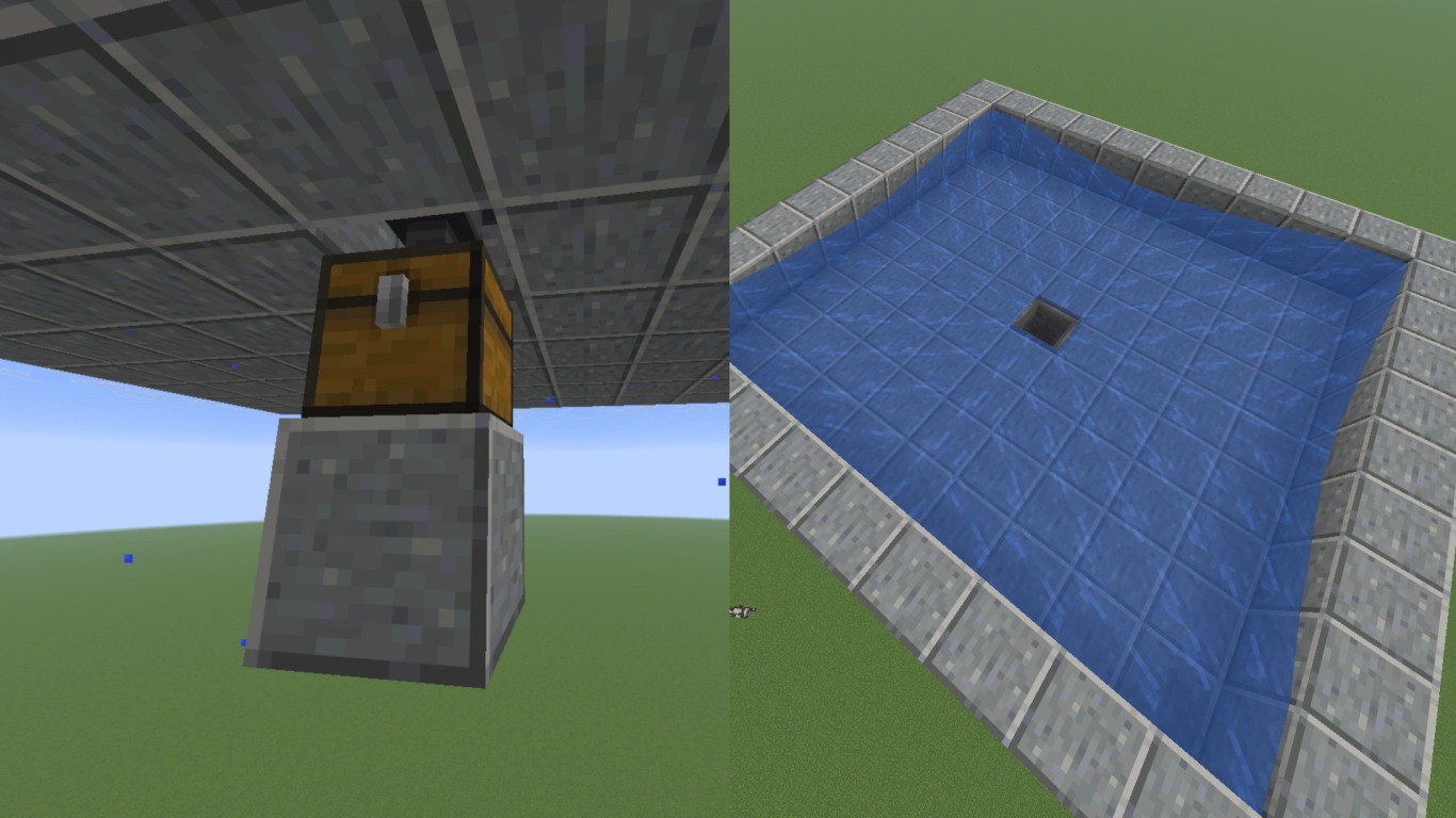 Collection basin with water flow and hopper for resin farm