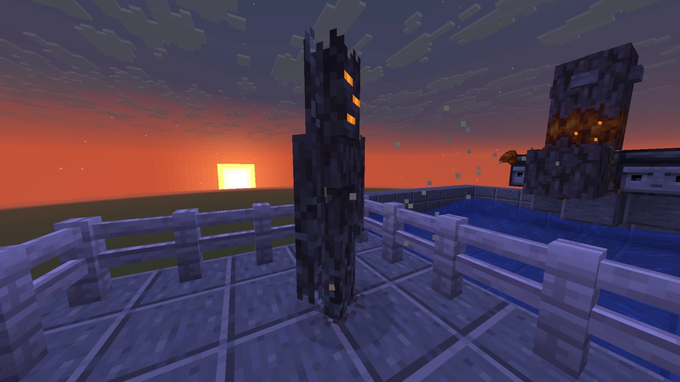 Expandable automatic resin farm in Minecraft at night