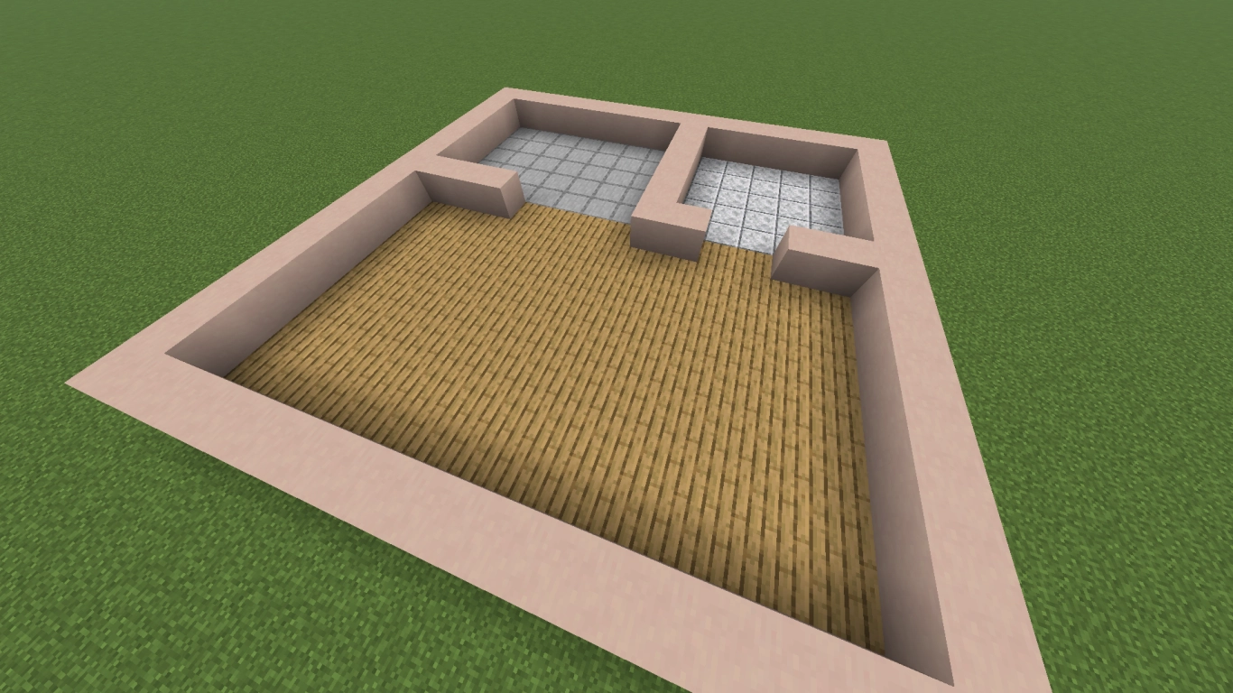 Minecraft interior layout: plan rooms by function and measure with temporary blocks