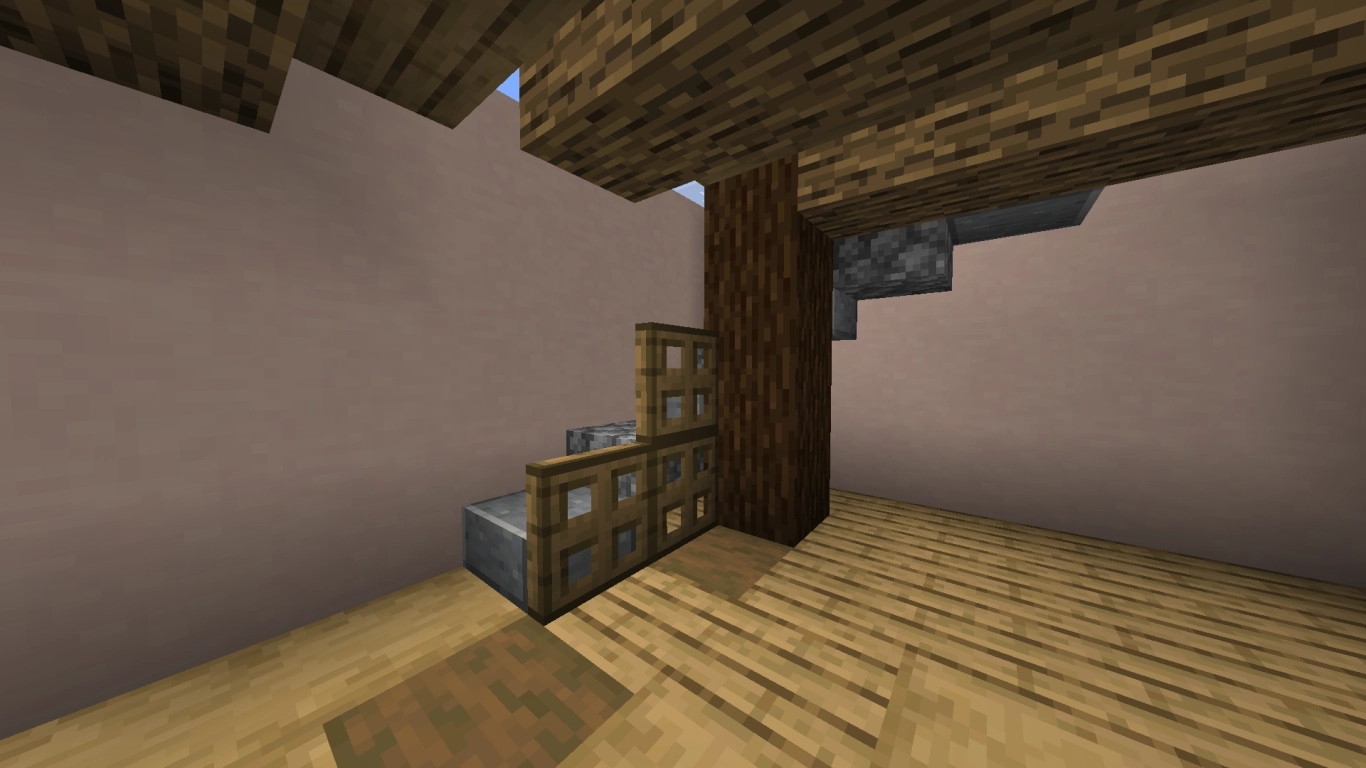 Staircase design in Minecraft: use stairs, slabs, and railings to integrate them seamlessly into the interior