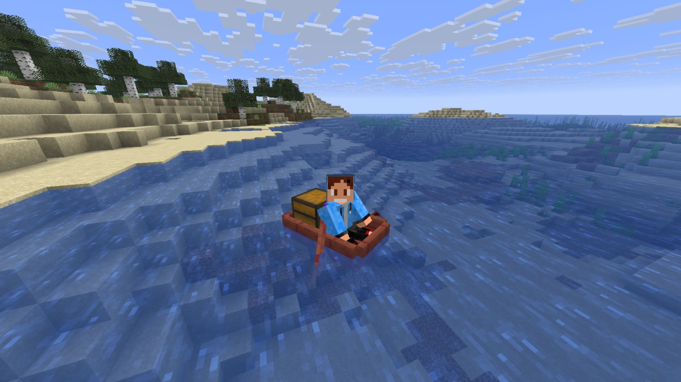 Minecraft chest boat for long-distance item transport over water