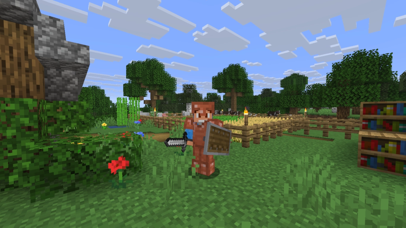 Use a Minecraft shield properly against Creepers and arrows