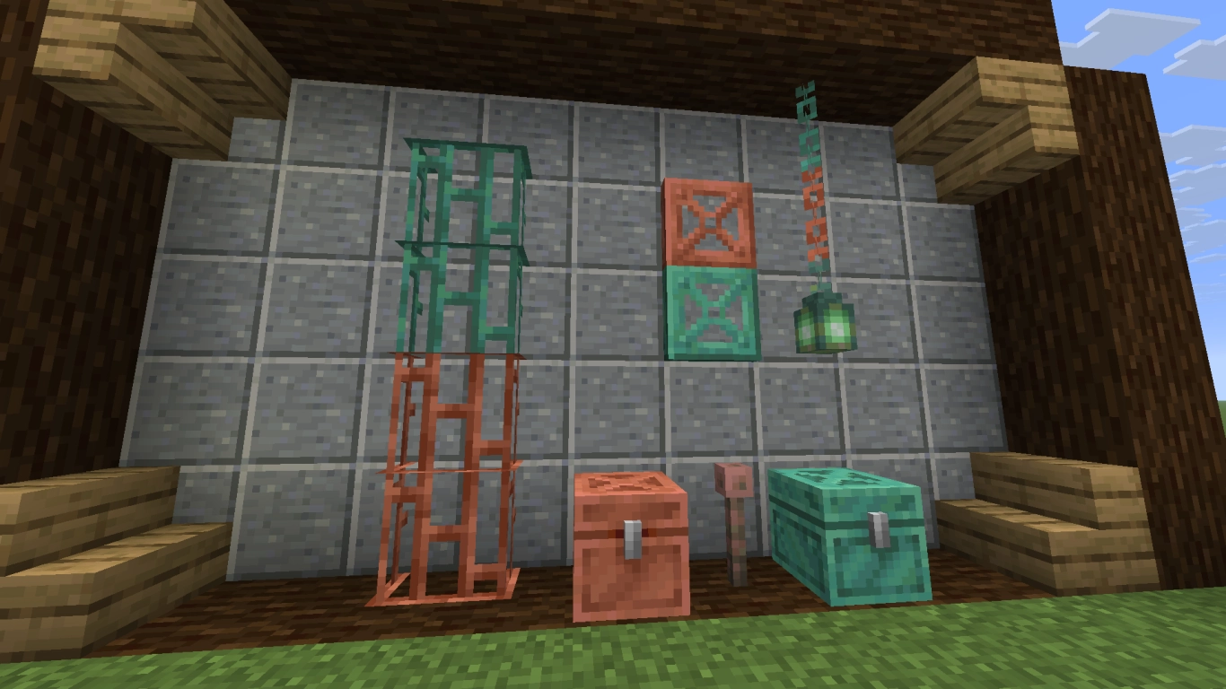 New decorative copper blocks with oxidation: lanterns, chains, and bars in Minecraft