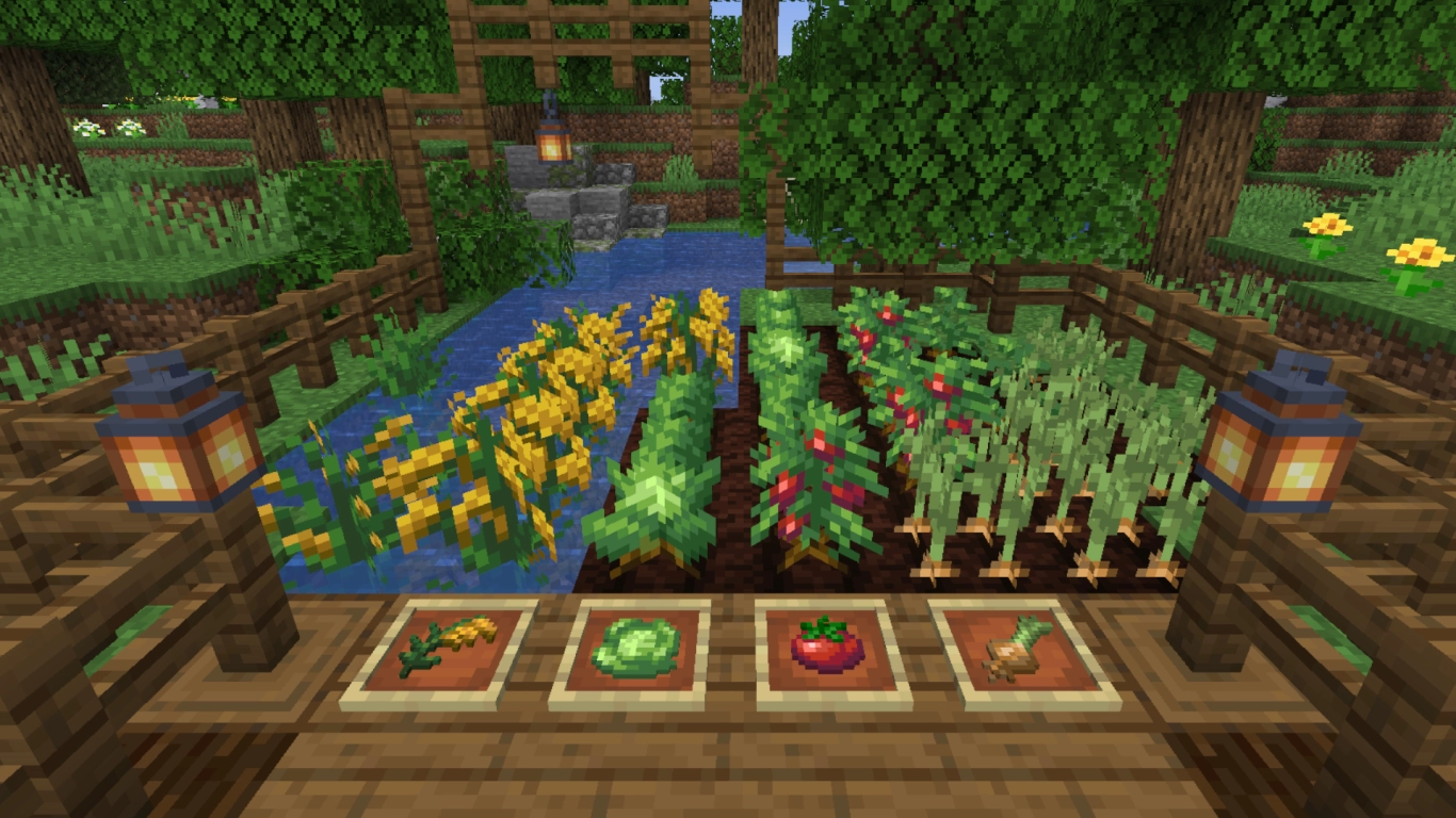 Minecraft crop fields and optimized food