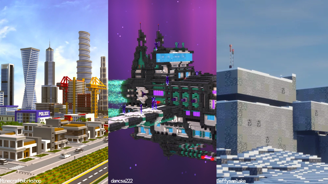 Minecraft futuristic builds: city, spaceship, secret lab