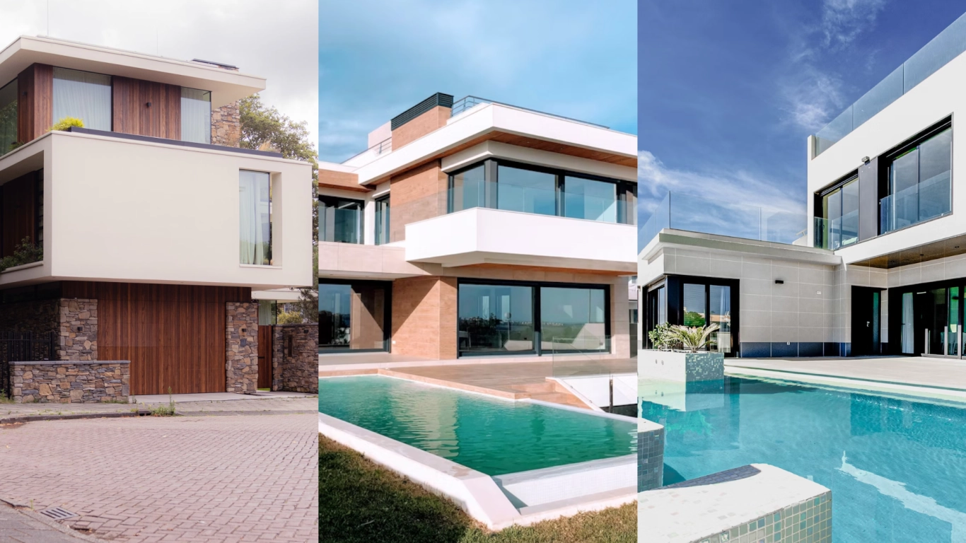 Modern Minecraft house with flat roof and large windows