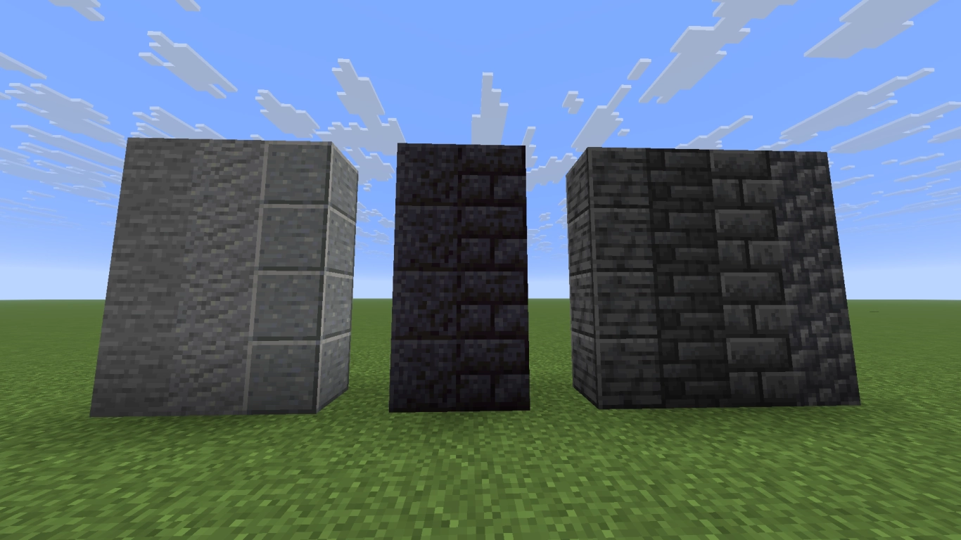 Dark contrast materials like deepslate and blackstone for modern Minecraft houses